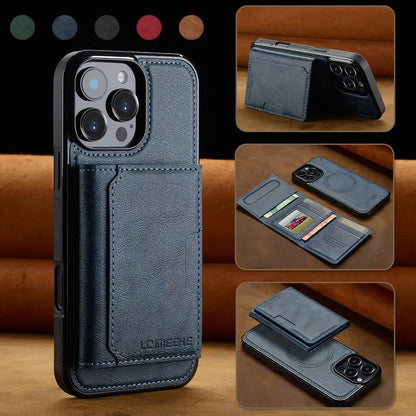 Funda de cuero para iPhone 16 Pro Max 16E, lujosa funda tipo cartera