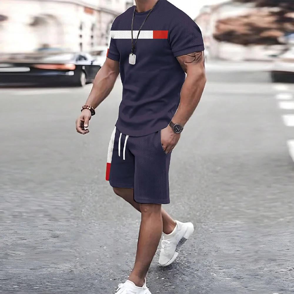 Conjunto de camiseta casual 3D para hombre, ropa deportiva de talla grande