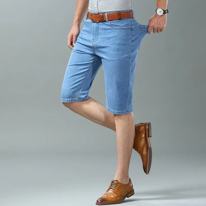 Pantalones cortos vaqueros de verano para hombre, de moda, de color claro