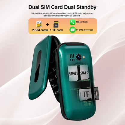 Teléfono móvil plegable SERVO F4 con 2 SIM, modo de espera, grabación