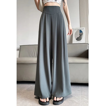 Pantalones de cintura alta para mujer, pantalón clásico, anchos