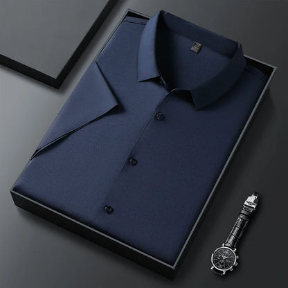 Camisa de manga corta de color liso para hombre, informal