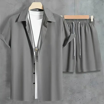 Conjunto de pantalones cortos de manga corta de verano para hombre