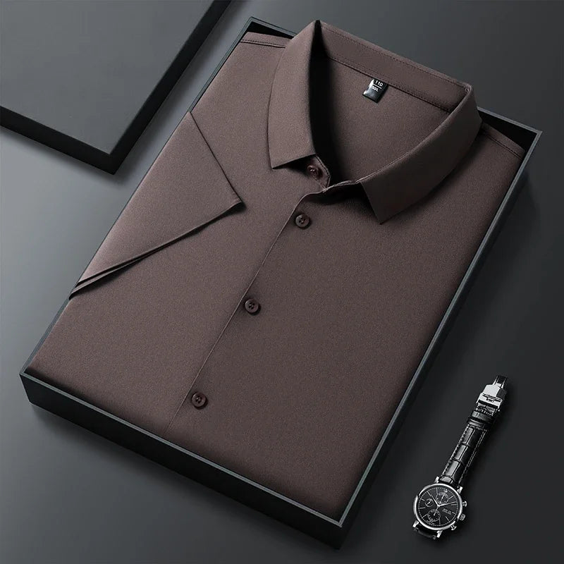 Camisa de manga corta de color liso para hombre, informal