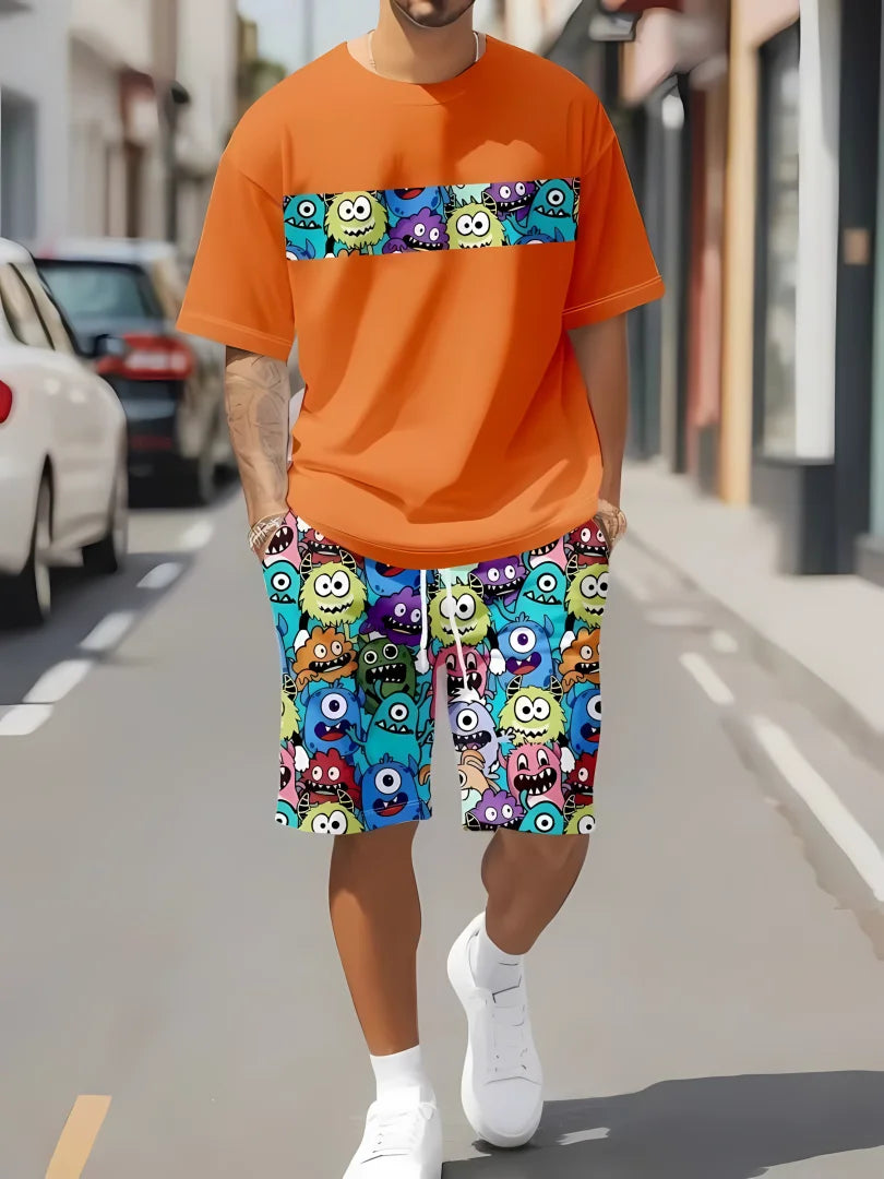 Conjunto informal de verano con estampado de dibujos animados