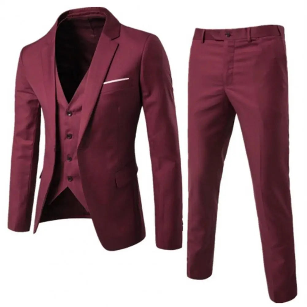 Traje de tres piezas para hombre, estilo formal de negocios, corte entallado