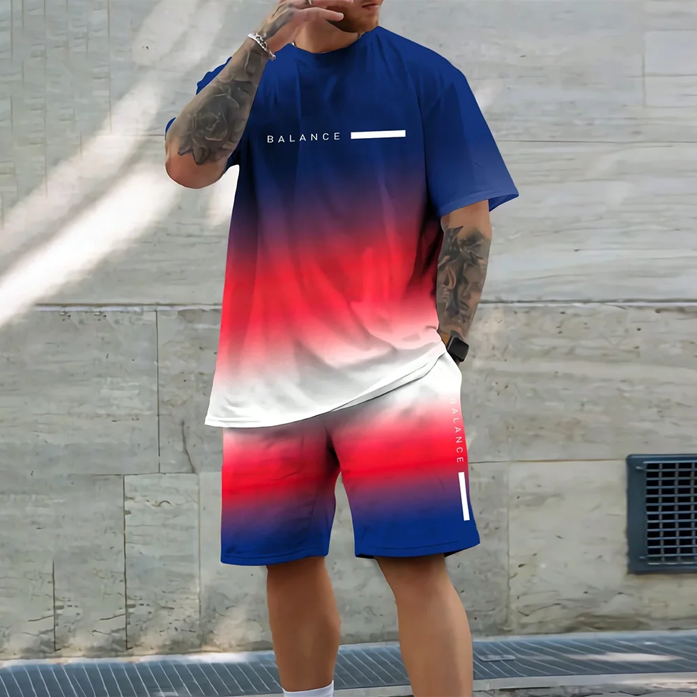 Conjunto de camiseta casual 3D para hombre, ropa deportiva de talla grande