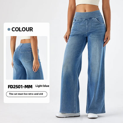 Pantalones vaqueros anchos de talla grande para mujer