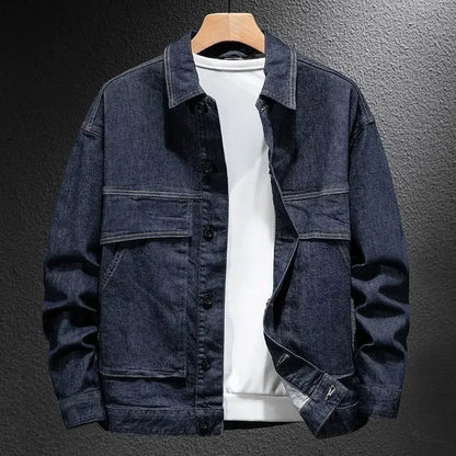 Abrigo vaquero para hombre, chaqueta vaquera gris