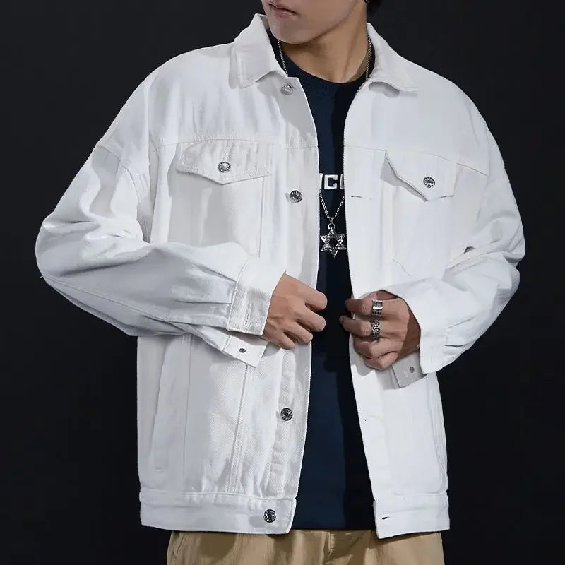 Chaqueta vaquera de otoño para hombre, abrigos vaqueros
