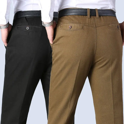 Pantalones de traje de algodón para hombre, elegantes, informales