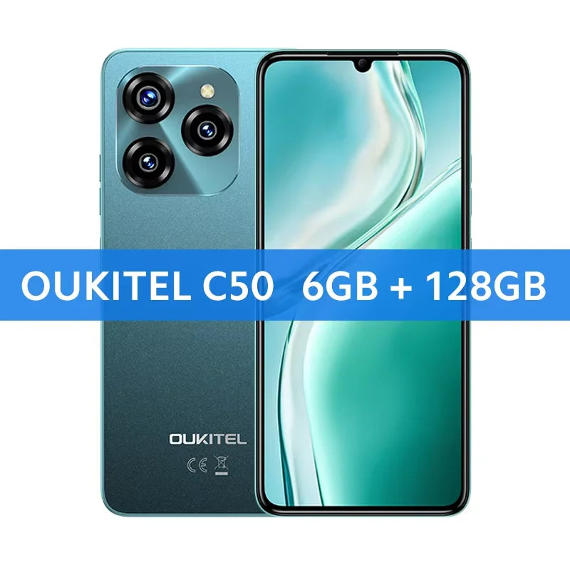 Teléfono OUKITEL C50 desbloqueado 5G-Smartphone Android 14, 24GO + 128