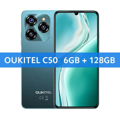 Teléfono OUKITEL C50 desbloqueado 5G-Smartphone Android 14, 24GO + 128