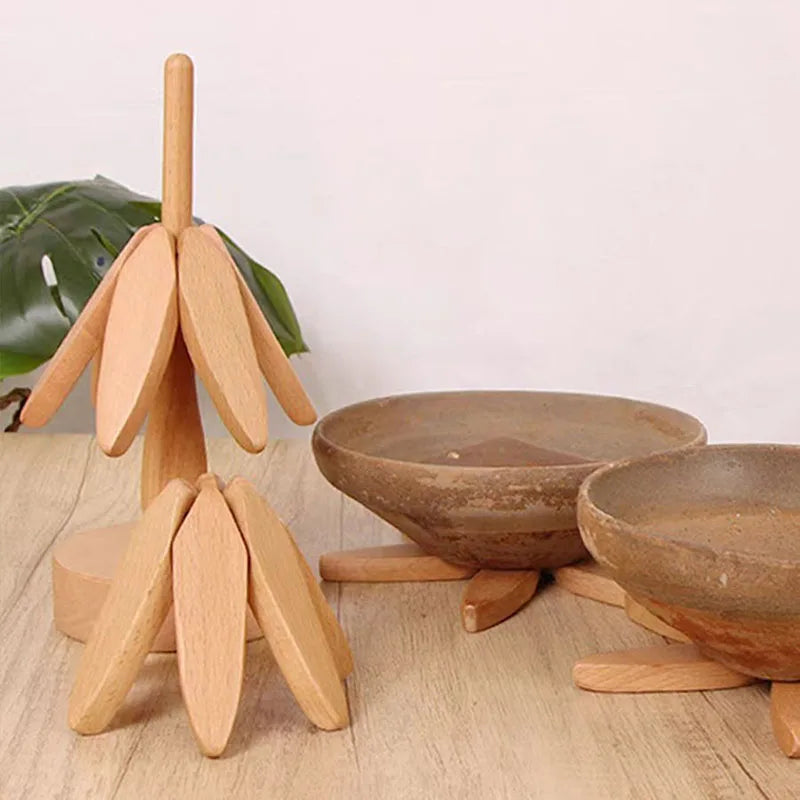 4 salvamanteles de madera con diseño de árbol, decorativos, antiescaldaduras