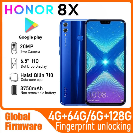Teléfono inteligente HONOR 8X con firmware global, CPU Haisi Qilin 710, 6,5