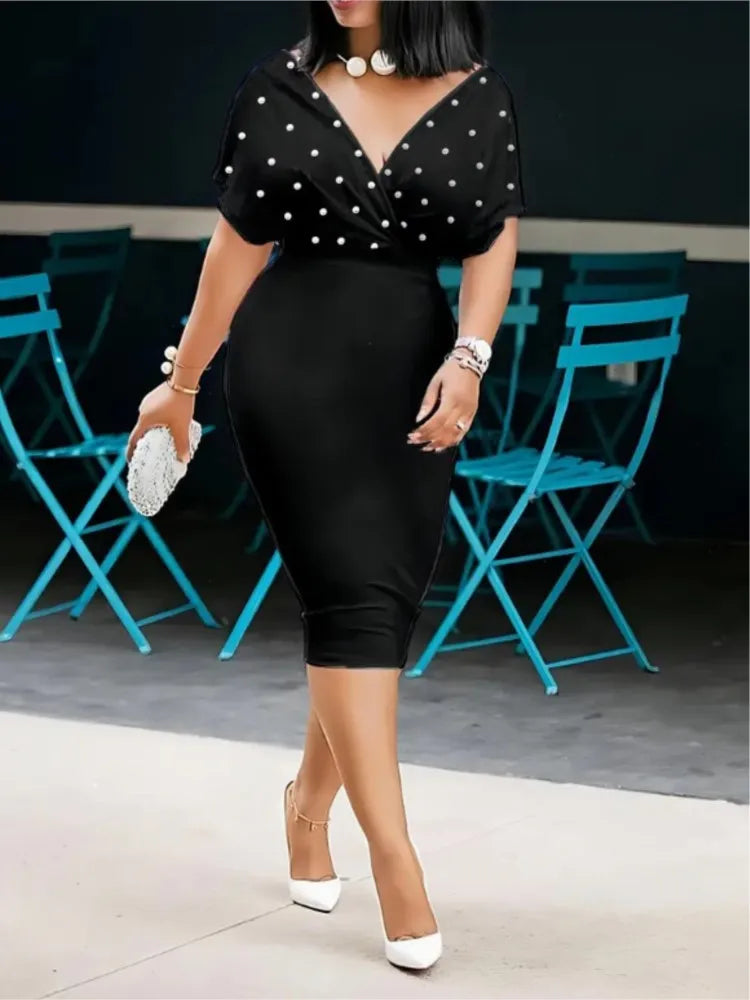 Vestido de fiesta de moda para mujer con escote en V