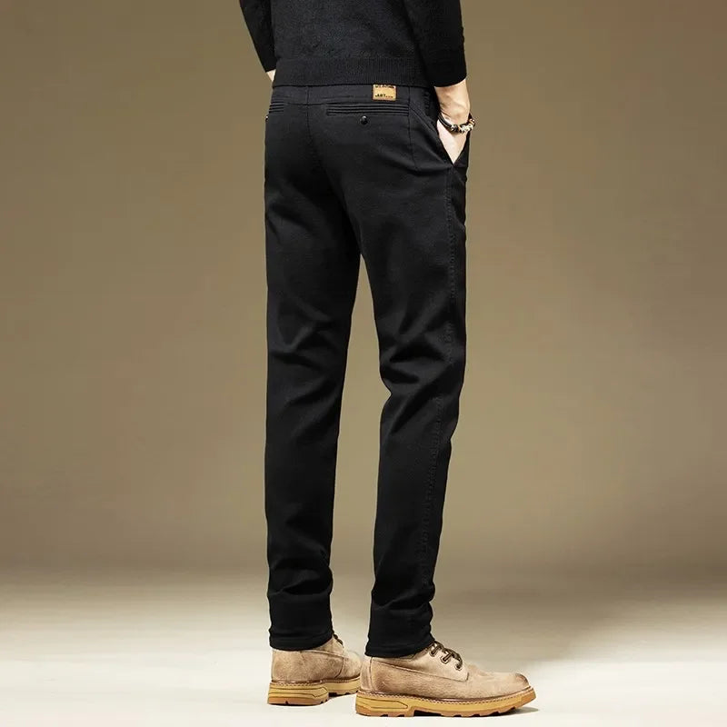 Pantalones KUBRO para hombre, informales, de algodón, color liso
