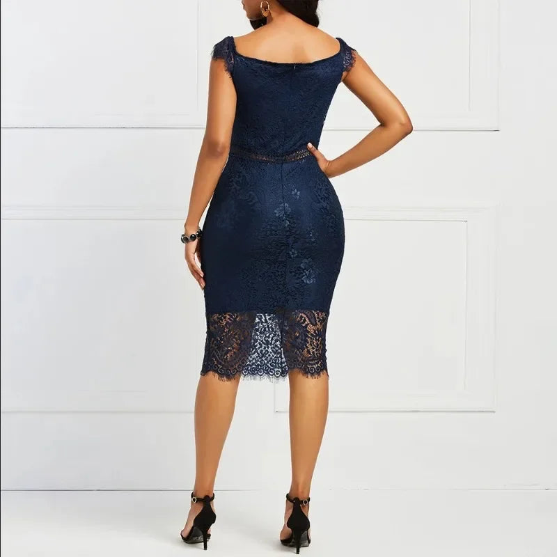 Elegante vestido de encaje para fiesta de noche, boda, para mujer