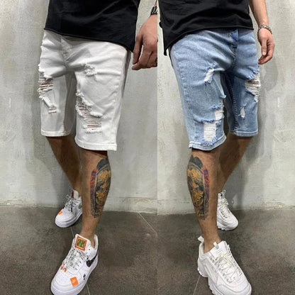 Pantalones cortos vaqueros negros de pierna ancha para hombre