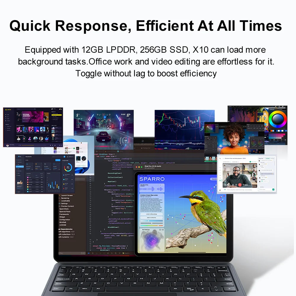 Laptop Ninkear X10 2 en 1, IPS de 10.1 pulgadas, Intel Core m3-8100Y, 12 GB