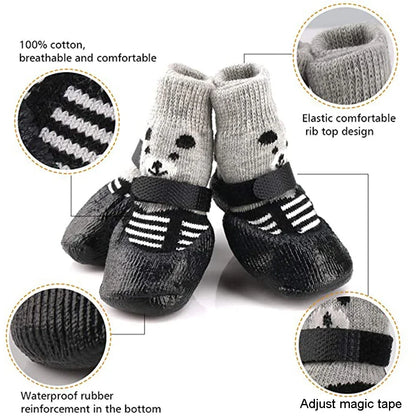 Juego de 4 botas de invierno para mascotas, cálidas, impermeables