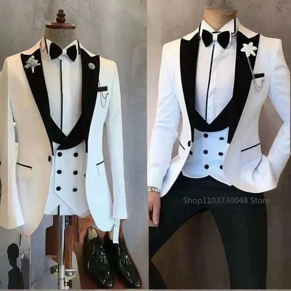 Traje de boda formal para hombre, de corte entallado, elegante
