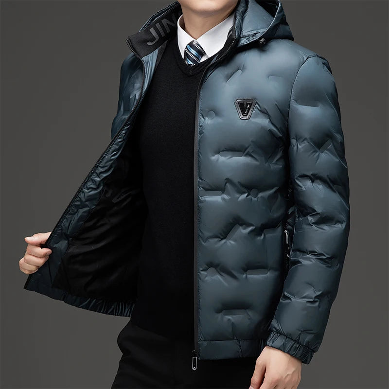 Parkas informales ajustadas con capucha para hombre, moda de otoño