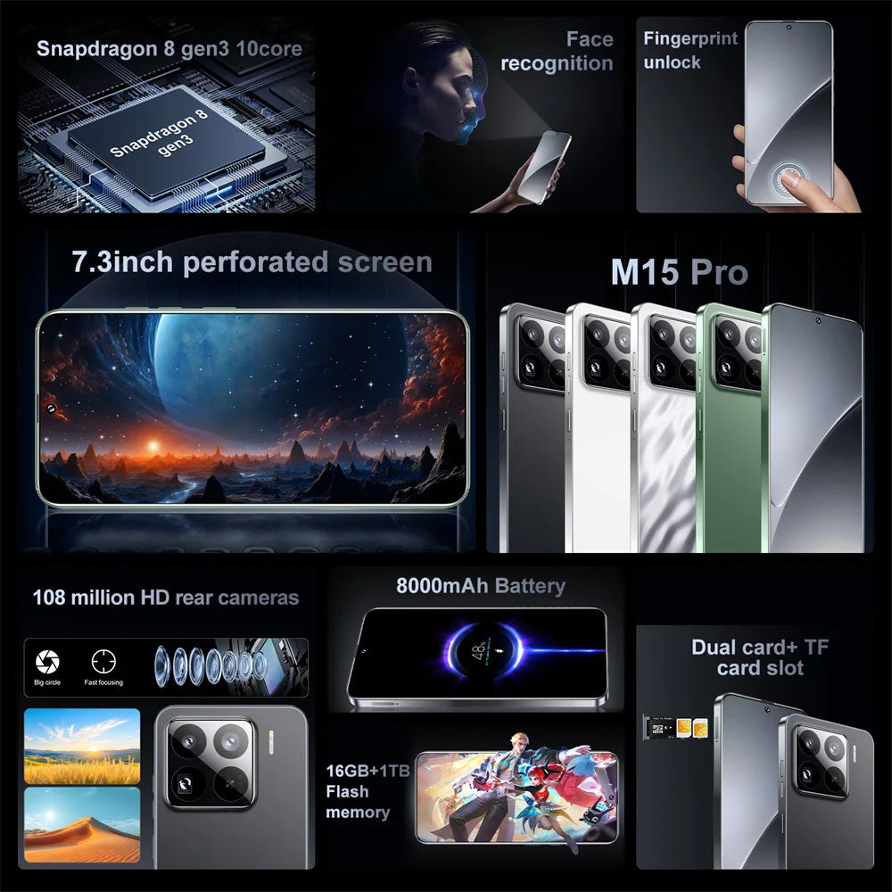 Teléfono inteligente 14T Pro 5G, pantalla de 7,3 pulgadas, doble SIM, 22 GB + 2 TB