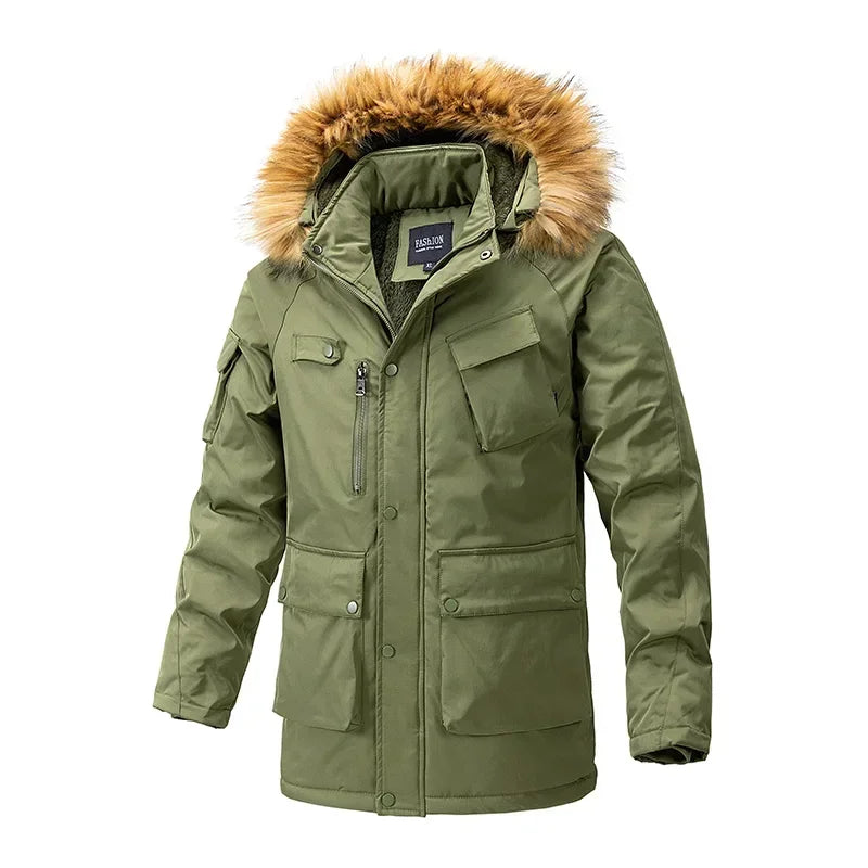 Parkas cortavientos, abrigo resistente al frío con relleno de algodón para hombre