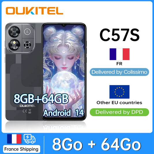 Smartphone Android 4G OUKITEL C57S de 14" con 8 GB (2+6) de RAM y 64 GB