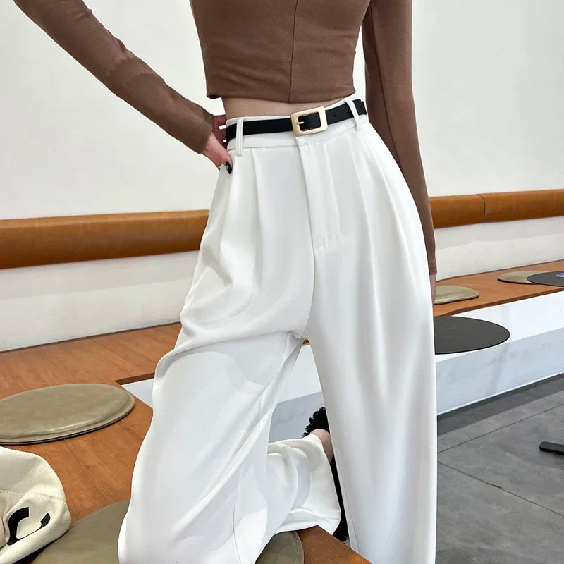 Pantalones anchos y cintura alta para mujer