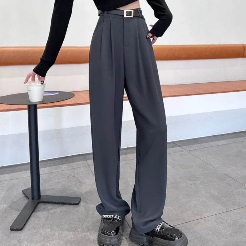 Pantalones anchos y cintura alta para mujer