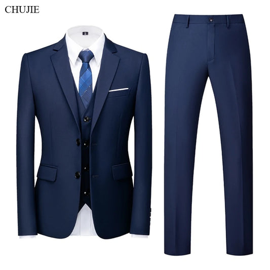 Trajes elegantes de alta calidad para hombre, para boda, 3 piezas