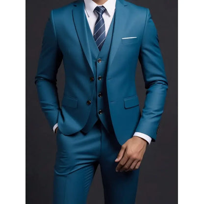 Traje (Blazer + Chaleco + Pantalones) para hombre, estilo británico