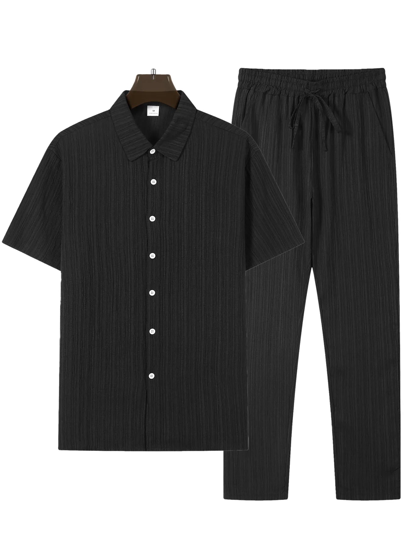 Conjuntos casuales de dos piezas a rayas para hombre, camisetas