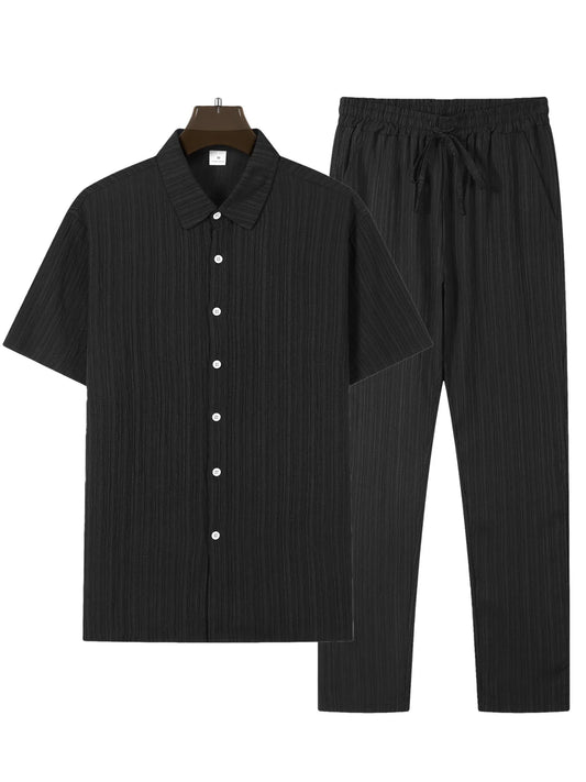 Conjuntos casuales de dos piezas a rayas para hombre, camisetas