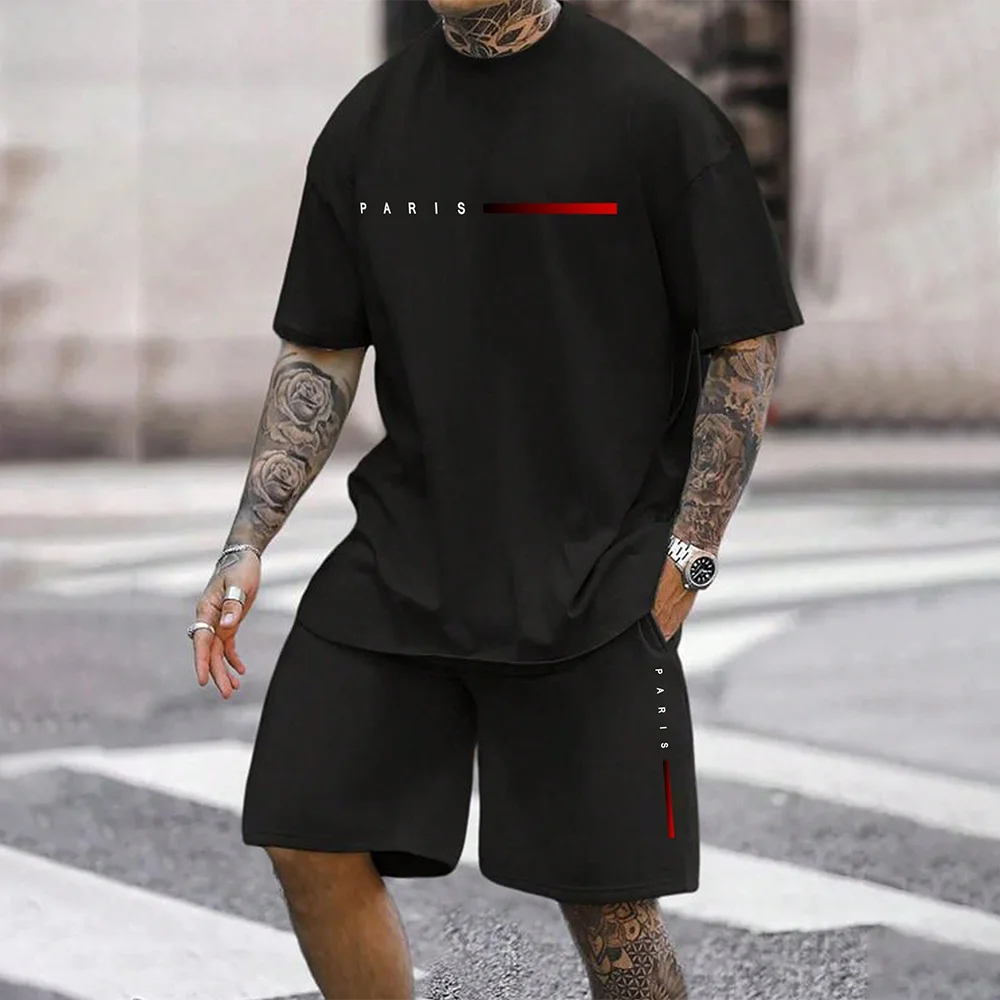 Conjunto de camiseta casual 3D para hombre, ropa deportiva de talla grande