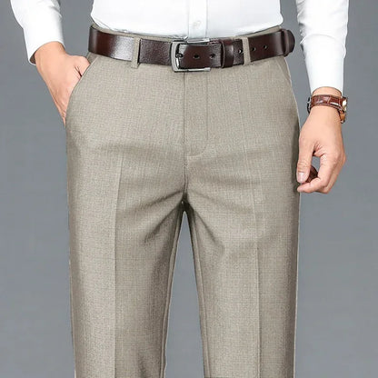 Pantalones de traje de negocios para hombre, de pierna estrecha y recta