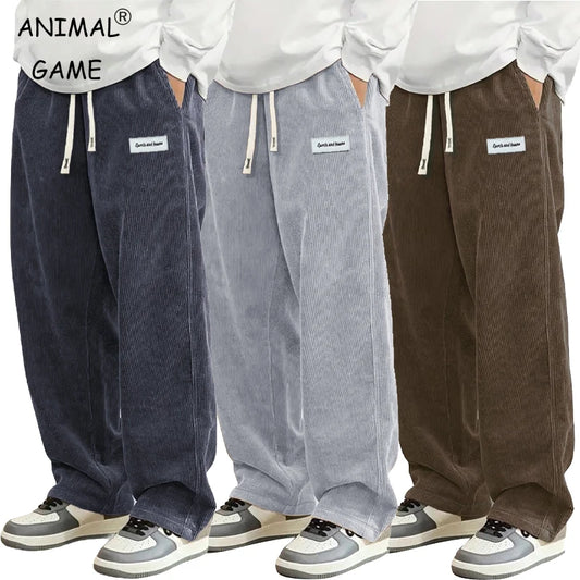 Pantalones casuales de pana de otoño para hombre, pantalones de chándal