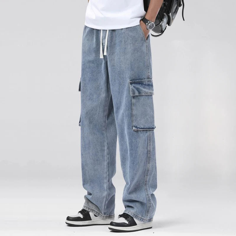 Pantalones vaqueros cargo rectos y holgados para hombre