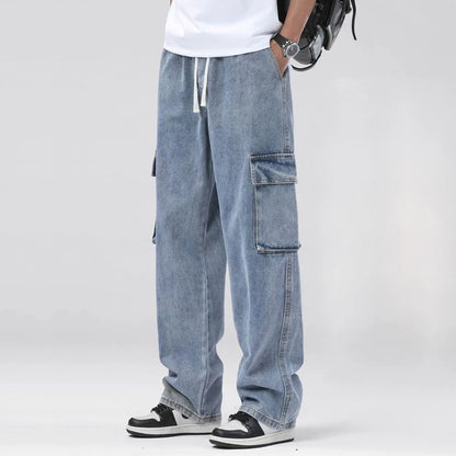 Pantalones vaqueros cargo rectos y holgados para hombre