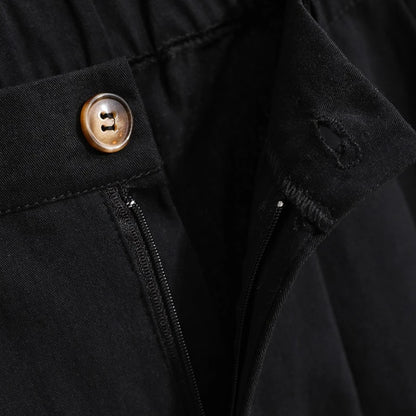 Pantalones largos holgados de cintura alta y pierna recta para mujer