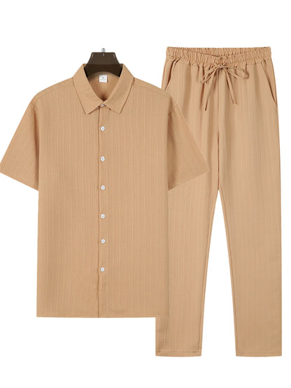 Conjuntos casuales de dos piezas a rayas para hombre, camisetas