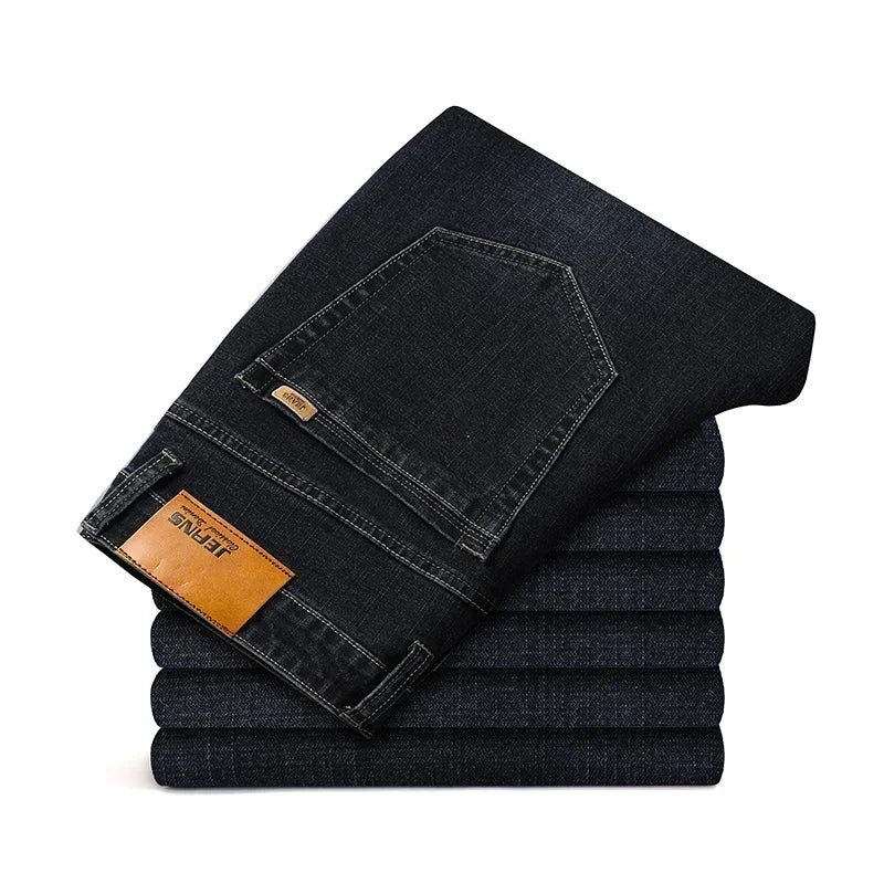 Pantalones vaqueros elásticos informales de negocios, clásicos, azules