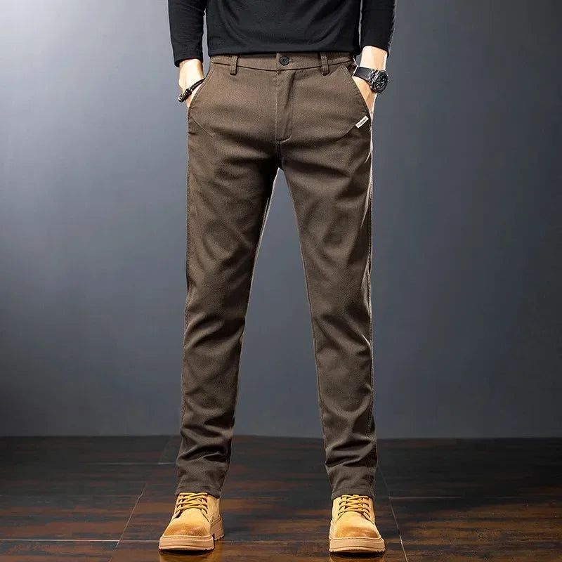 Pantalones KUBRO para hombre, informales, de algodón, color liso