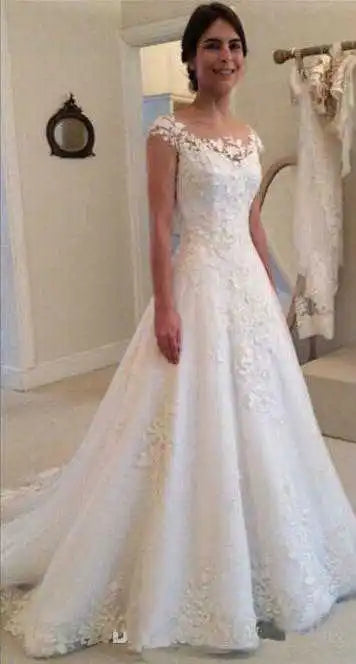 Vestidos de novia blancos elegantes con apliques 2023, espalda transparente