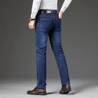 Pantalones vaqueros elásticos informales de negocios, clásicos, azules