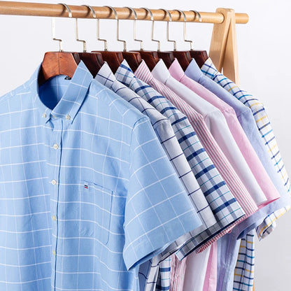 Camisa formal de manga corta para hombre, 100 % algodón Oxford