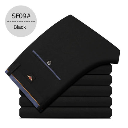 Pantalones de vestir de moda para hombre, negros, rectos, informales