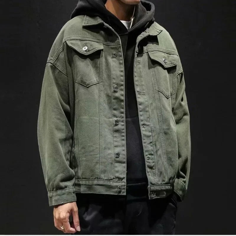 Chaqueta vaquera de otoño para hombre, abrigos vaqueros